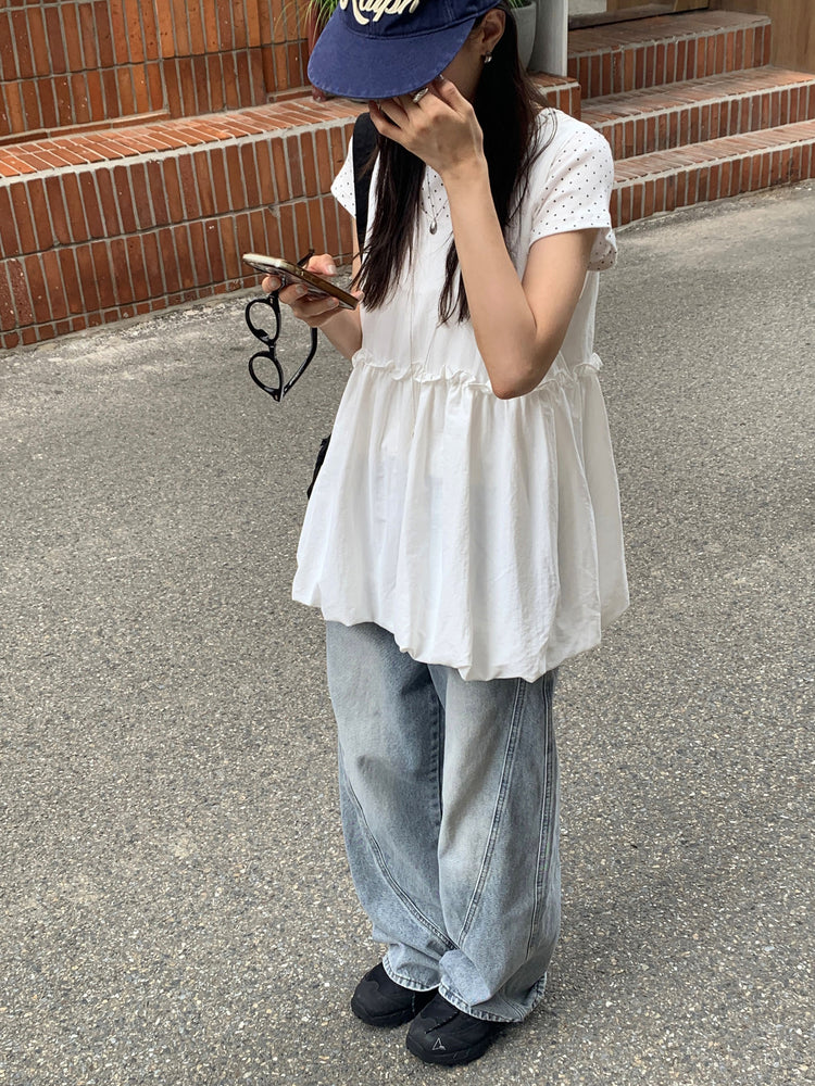 側弧壓線口袋細節牛仔褲