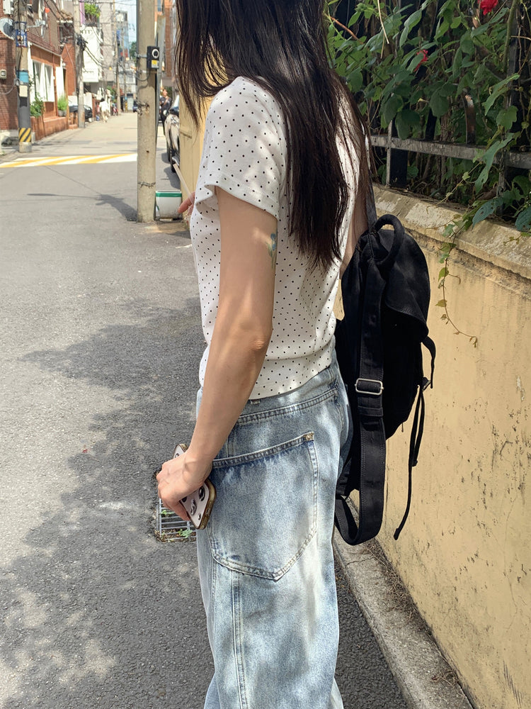 波點細節修身上衣