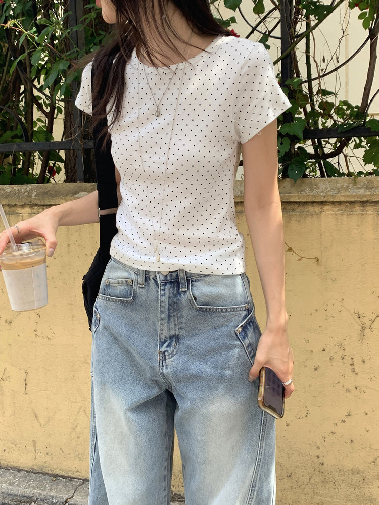 波點細節修身上衣