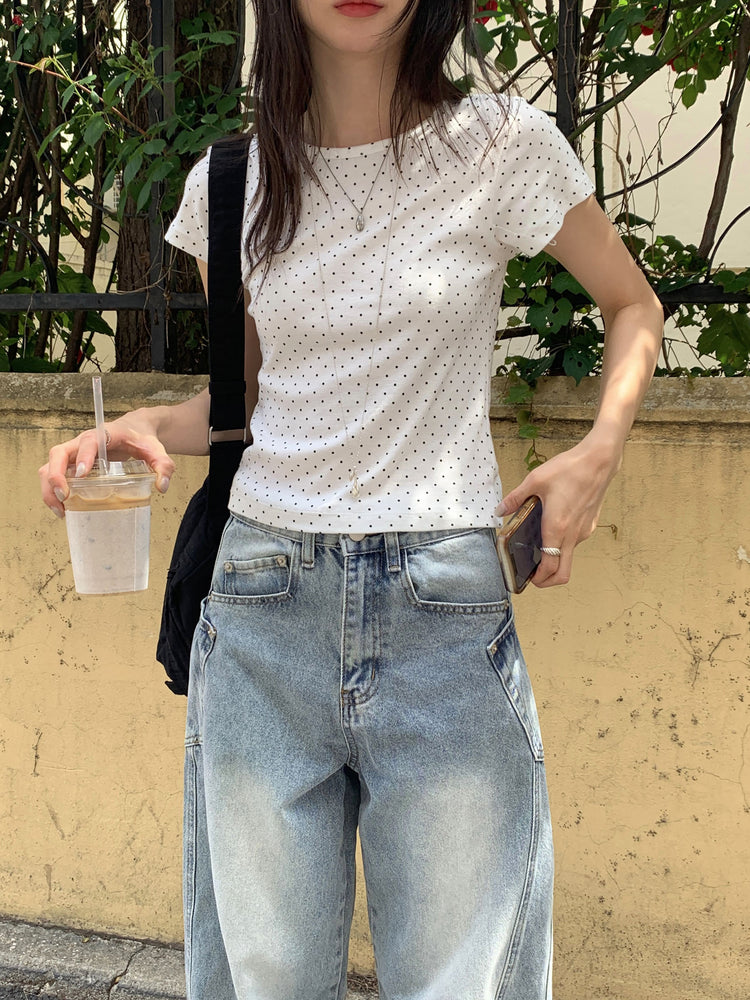 波點細節修身上衣