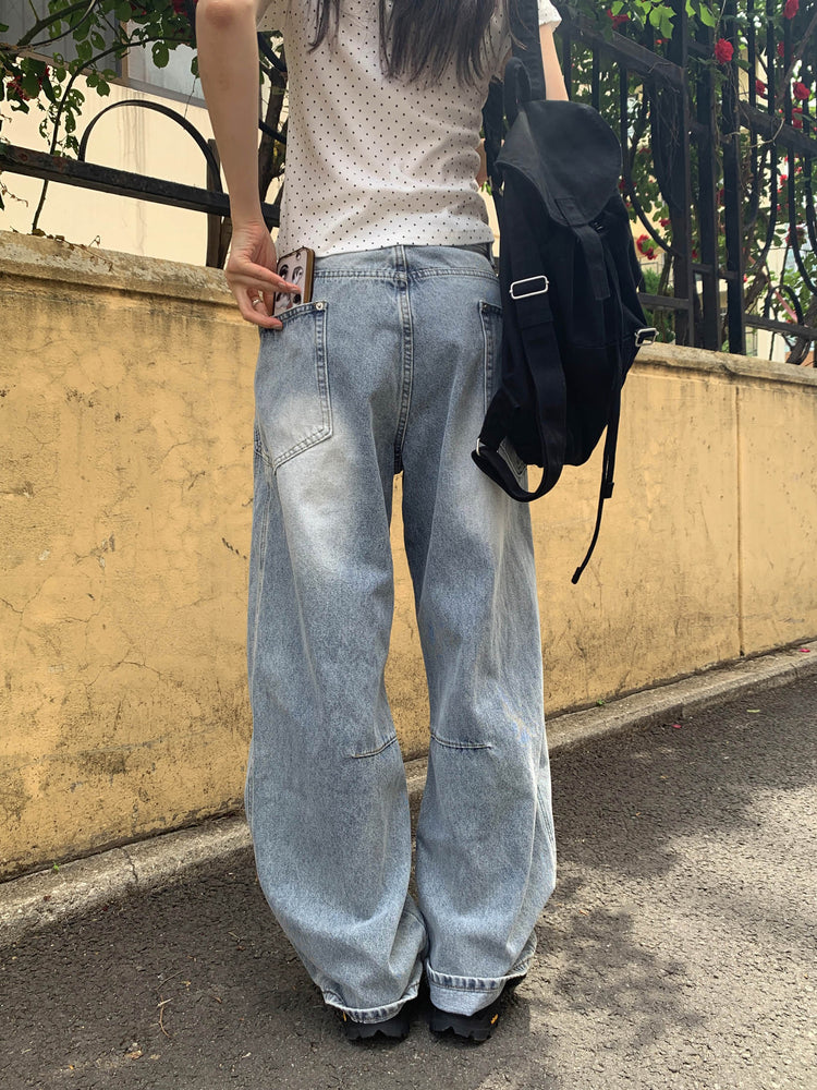 側弧壓線口袋細節牛仔褲