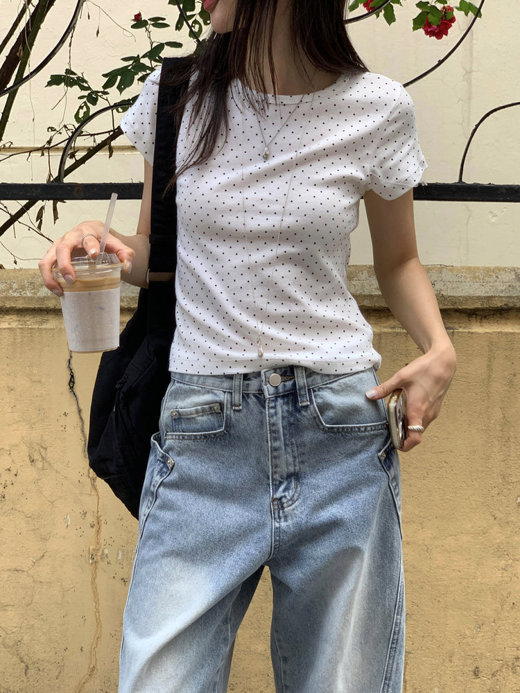 波點細節修身上衣