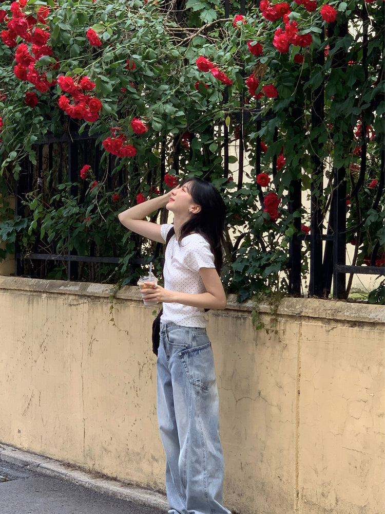 波點細節修身上衣