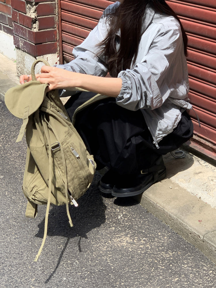 束口抽繩口袋細節泡泡裙