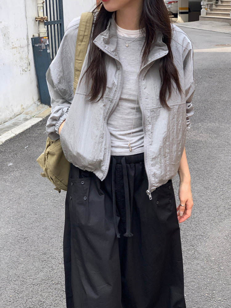 束口抽繩口袋細節泡泡裙