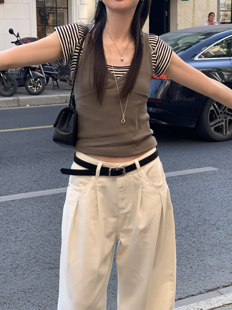 美色交疊V領背心