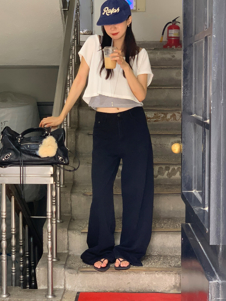 夏日清涼垂感牛仔直褲