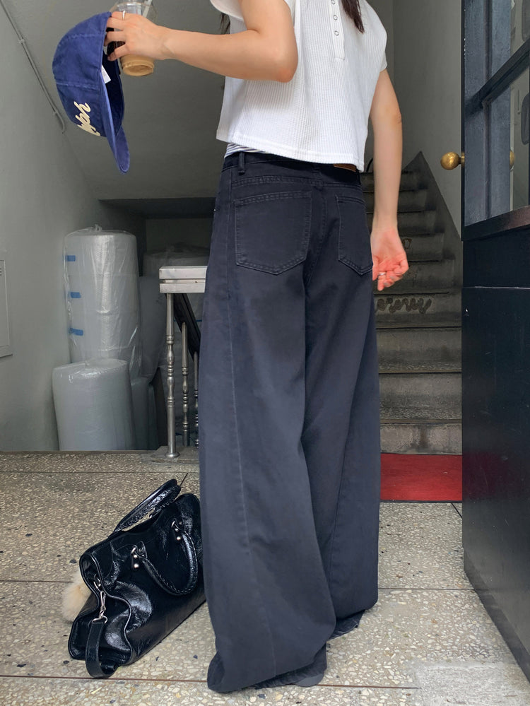 夏日清涼垂感牛仔直褲