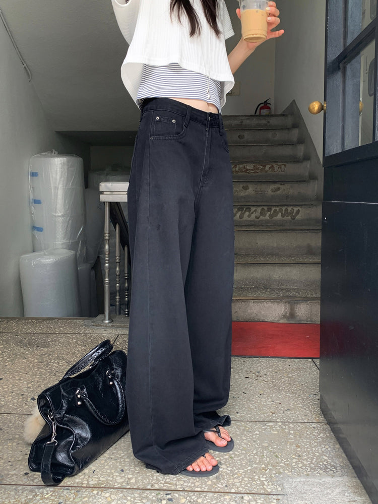 夏日清涼垂感牛仔直褲