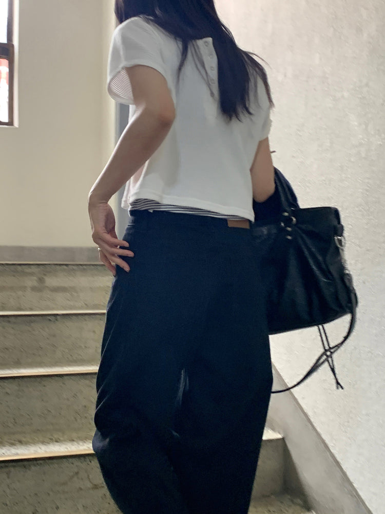 窩夫紋暗扣前後兩穿上衣