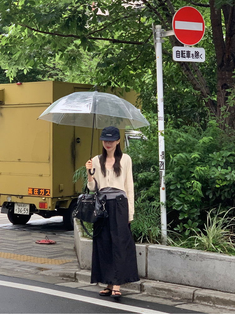 暗紋理荷葉邊細節半裙
