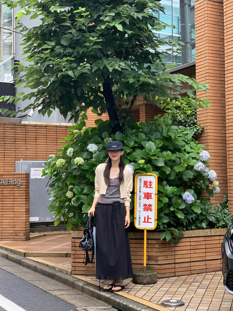 暗紋理荷葉邊細節半裙