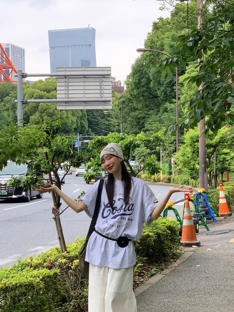 復古圖案休閒oversize t