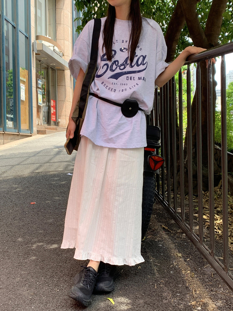 復古圖案休閒oversize t