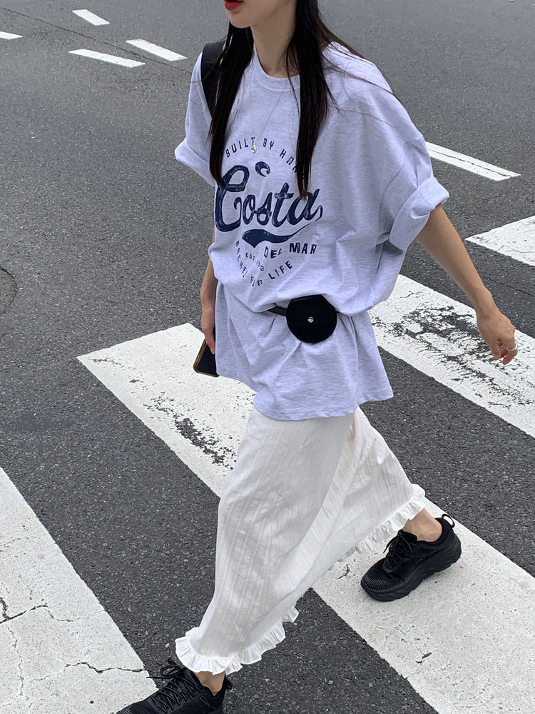 復古圖案休閒oversize t