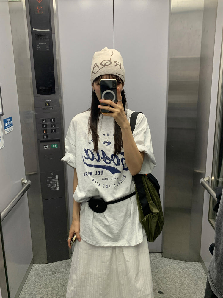 復古圖案休閒oversize t