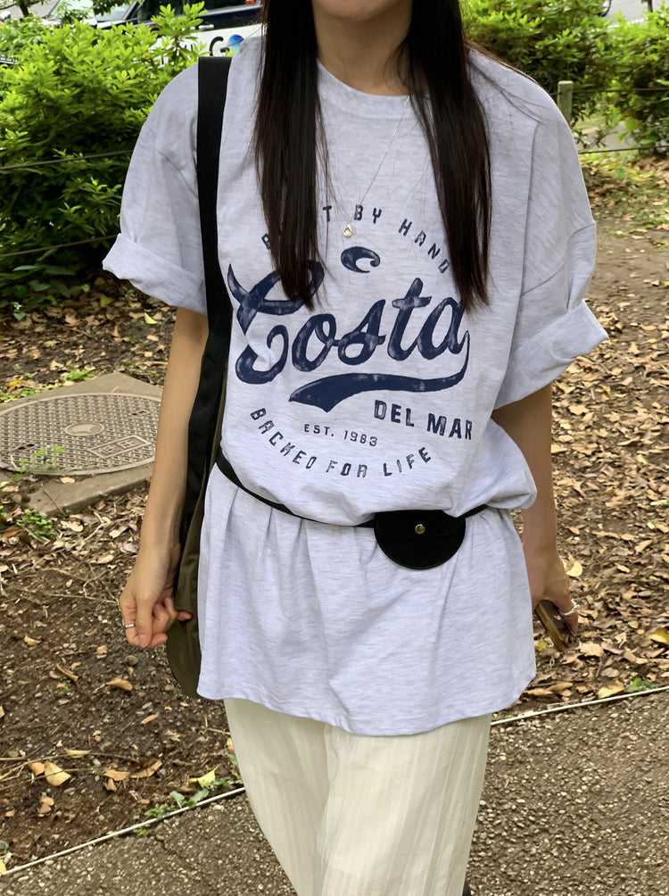 復古圖案休閒oversize t