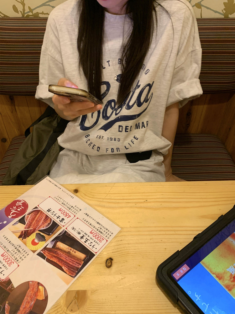 復古圖案休閒oversize t