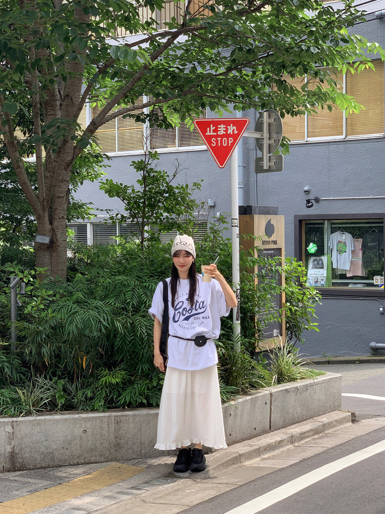 復古圖案休閒oversize t
