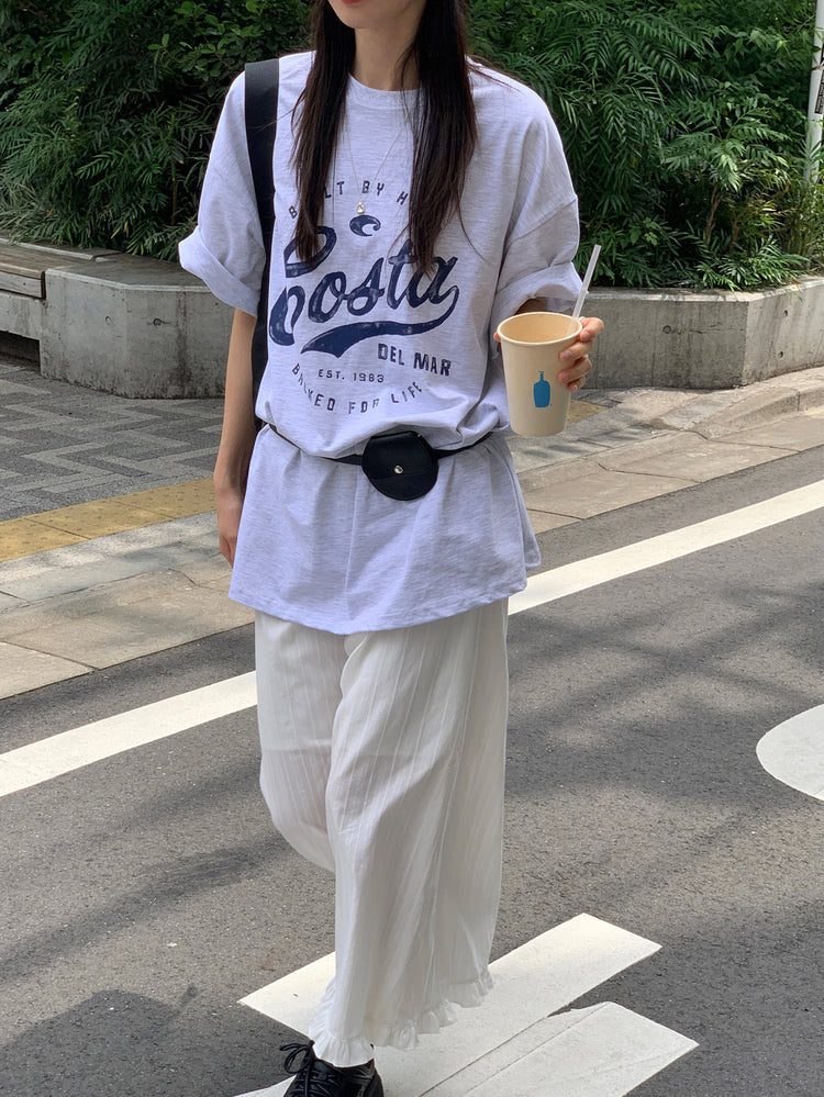 復古圖案休閒oversize t