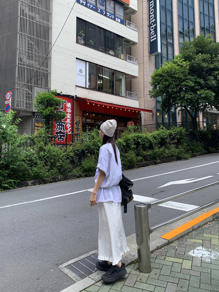 暗紋理荷葉邊細節半裙