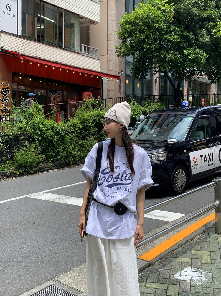 復古圖案休閒oversize t