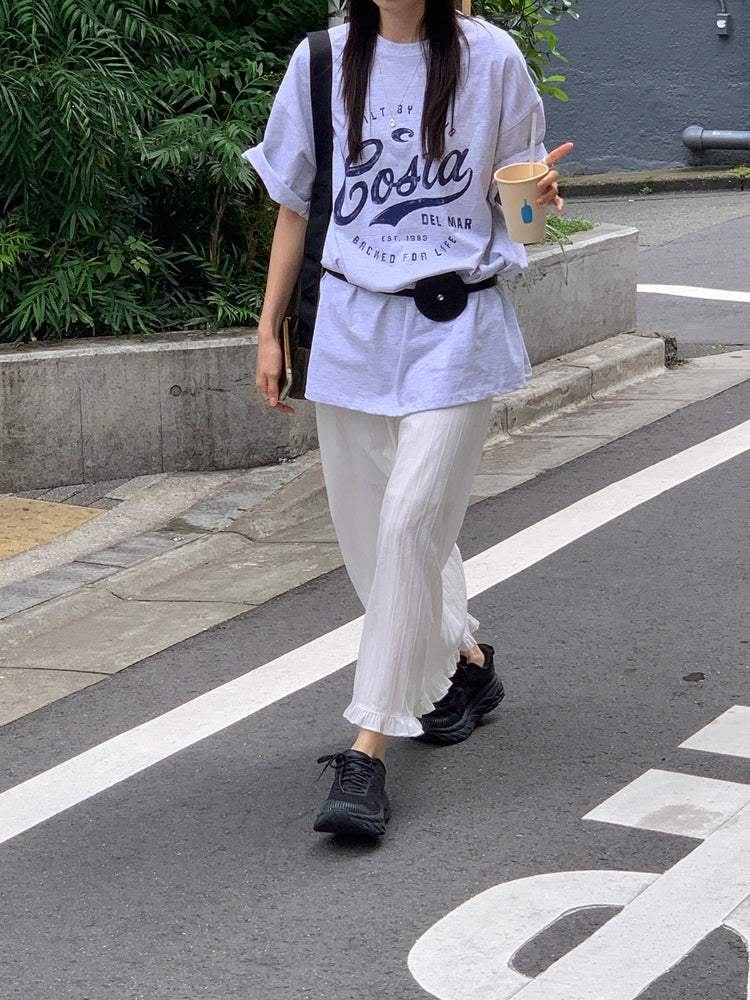 復古圖案休閒oversize t