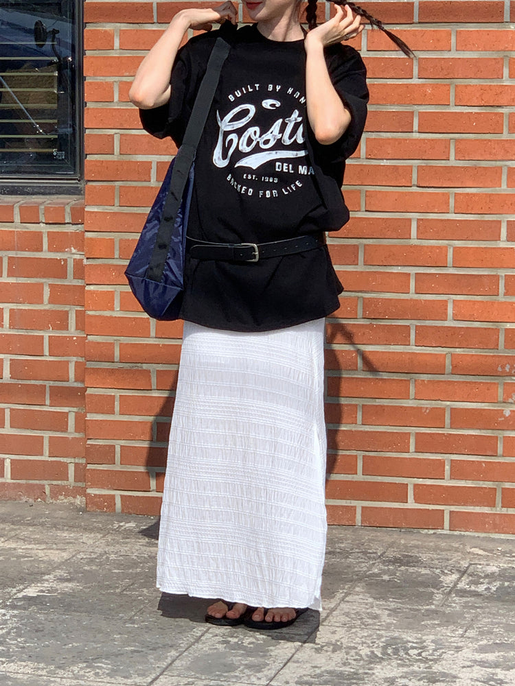 復古圖案休閒oversize t