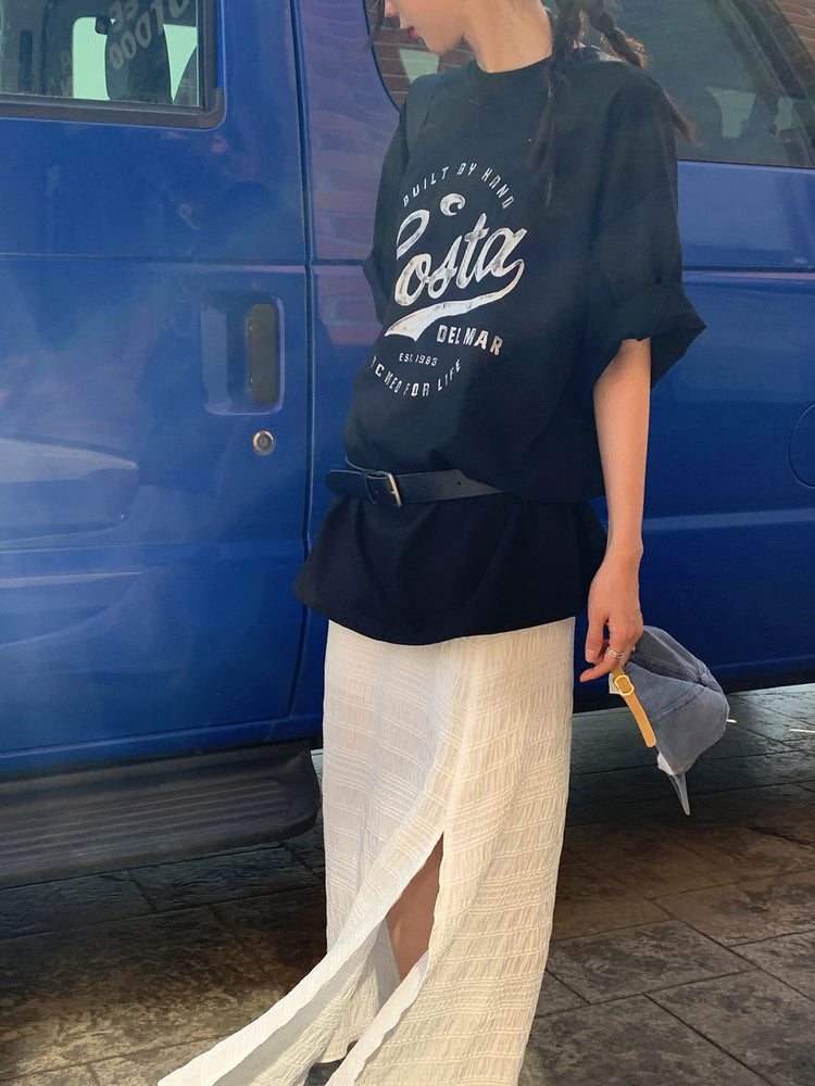 復古圖案休閒oversize t