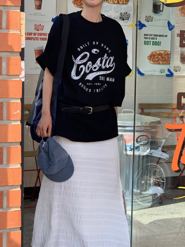 復古圖案休閒oversize t