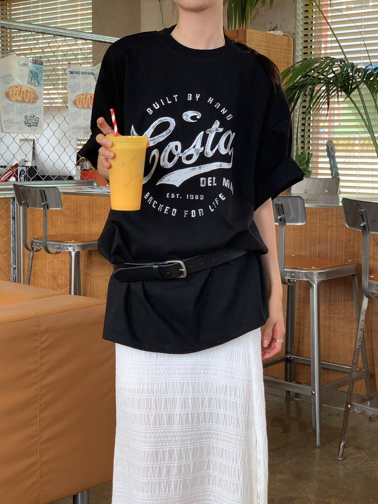 復古圖案休閒oversize t