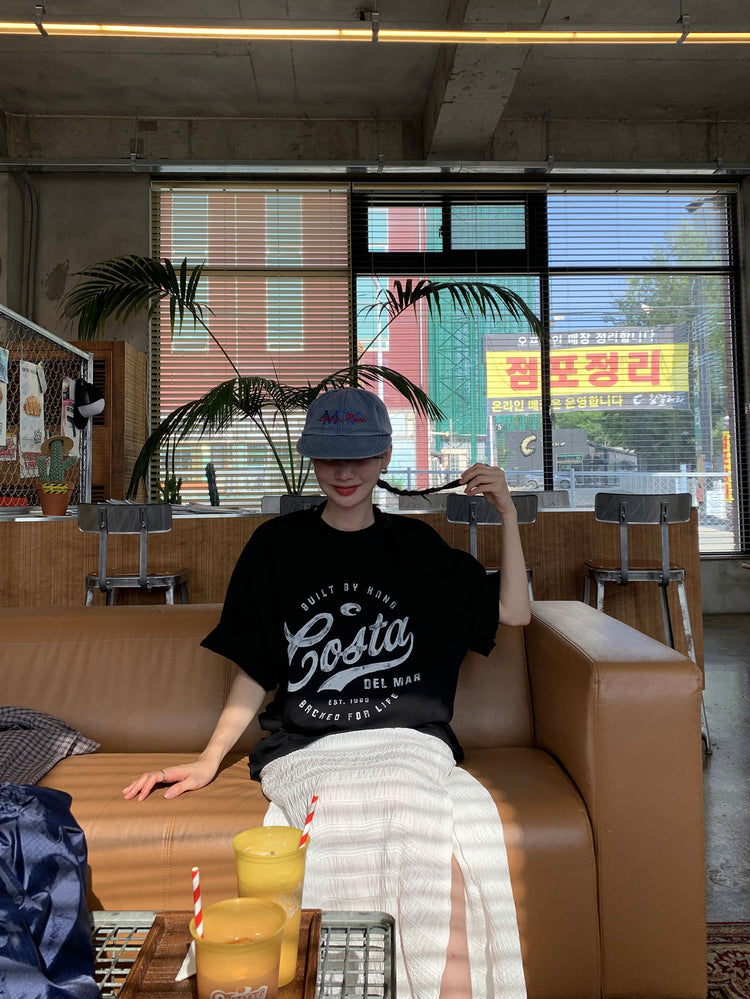 微透暗紋理側開叉細節長裙
