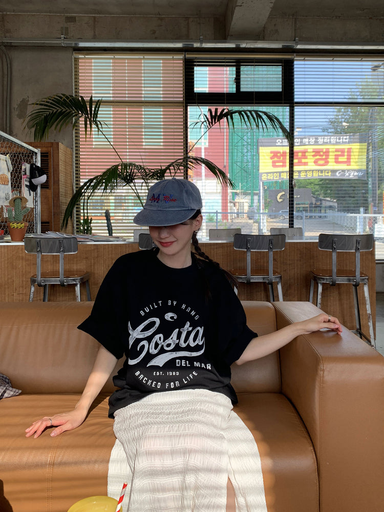 復古圖案休閒oversize t