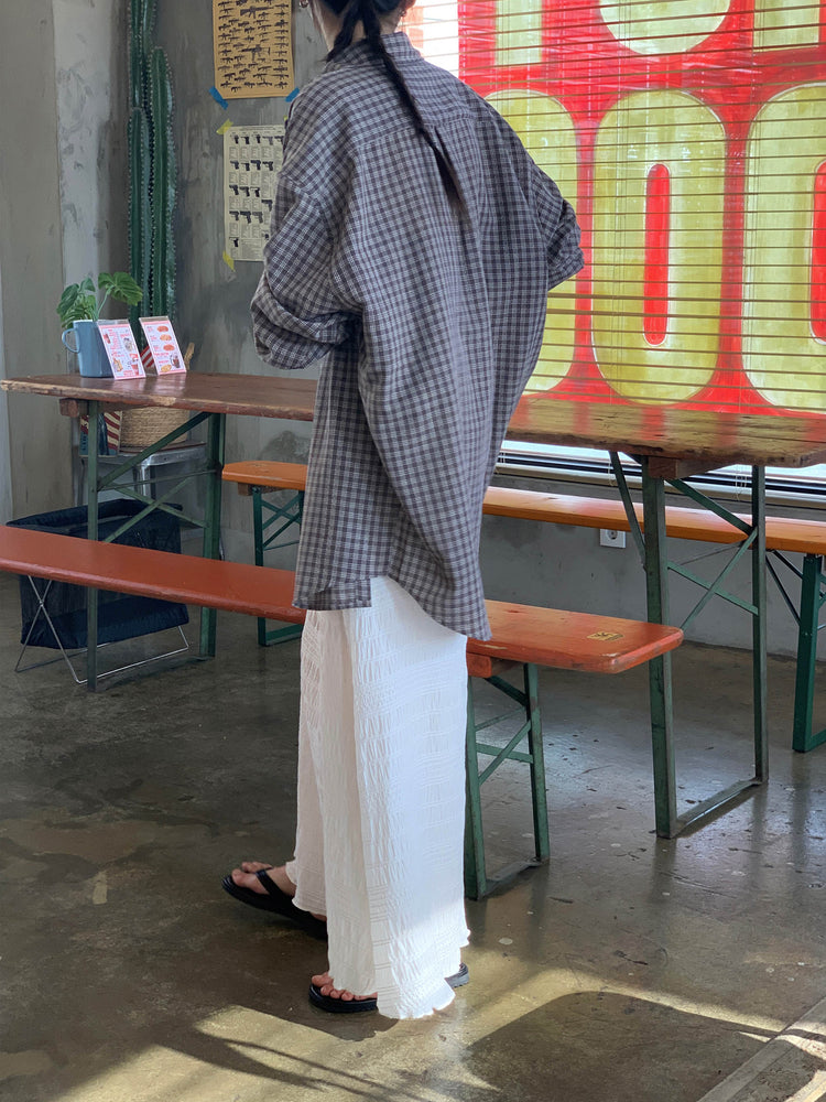 微透暗紋理側開叉細節長裙