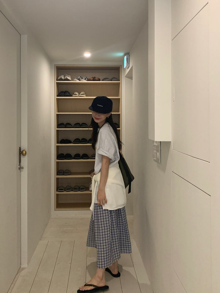 格紋荷葉邊細節傘裙