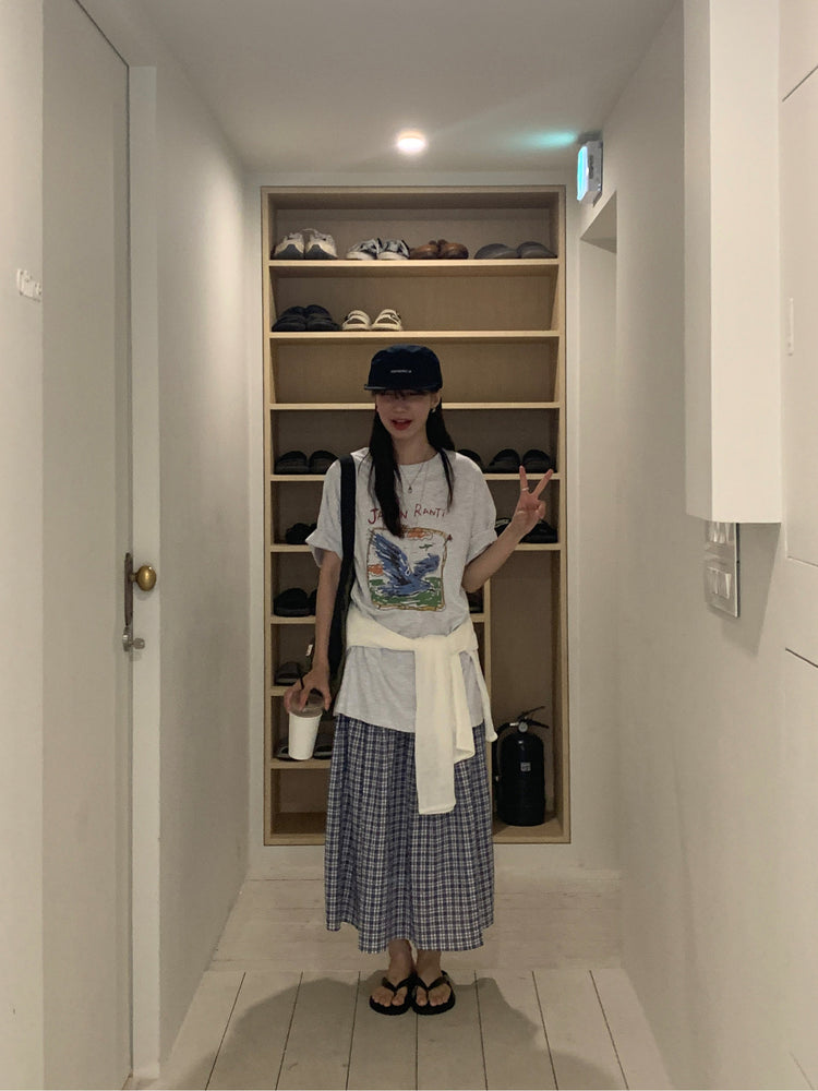 格紋荷葉邊細節傘裙