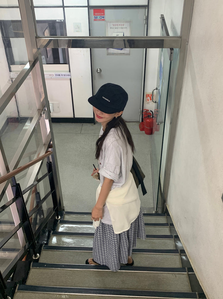 格紋荷葉邊細節傘裙