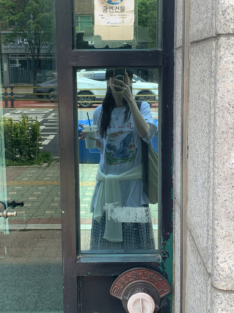 格紋荷葉邊細節傘裙