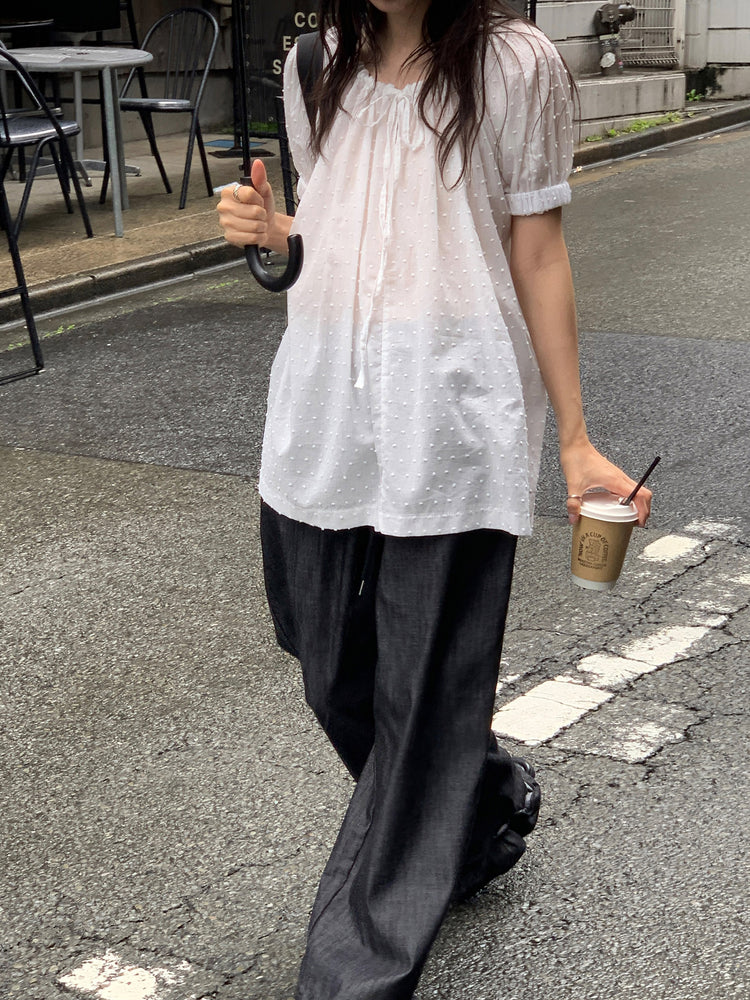 荷葉邊褲腳細節直褲