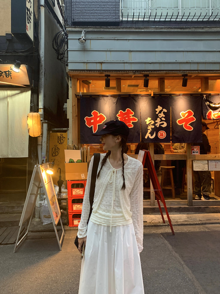 微透蕾絲壓花細節兩件式上衣