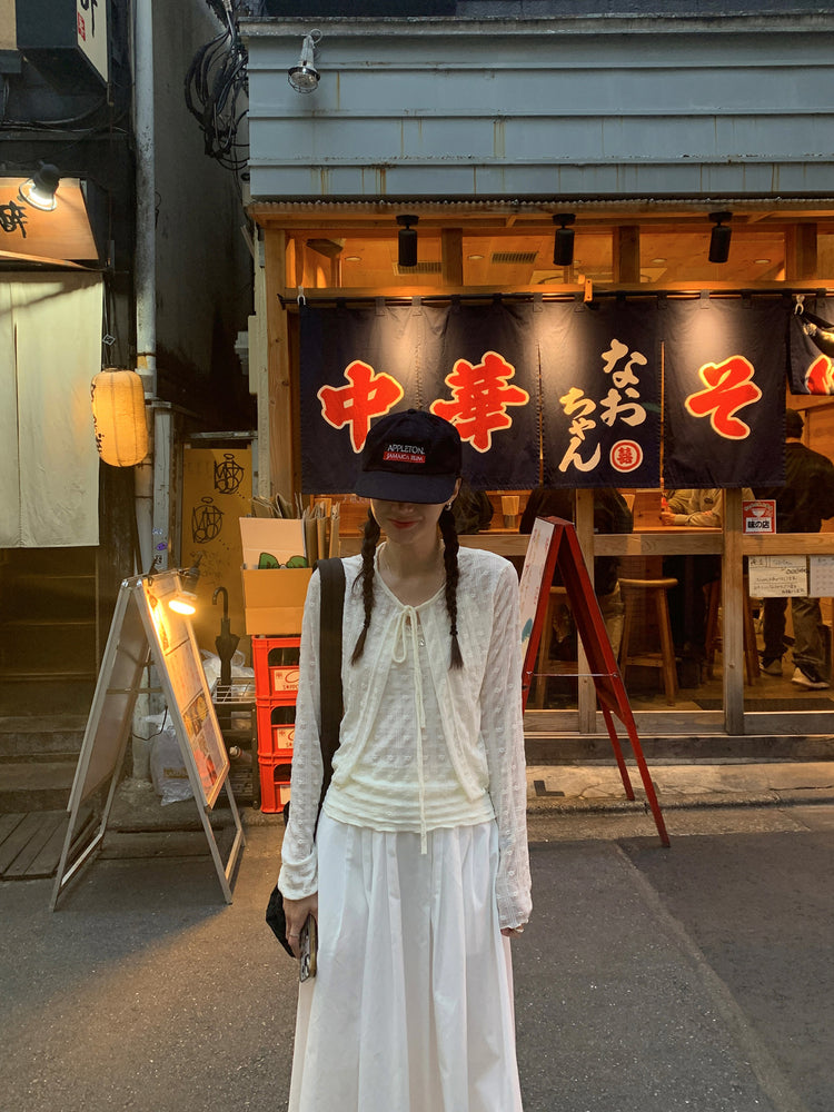 微透蕾絲壓花細節兩件式上衣