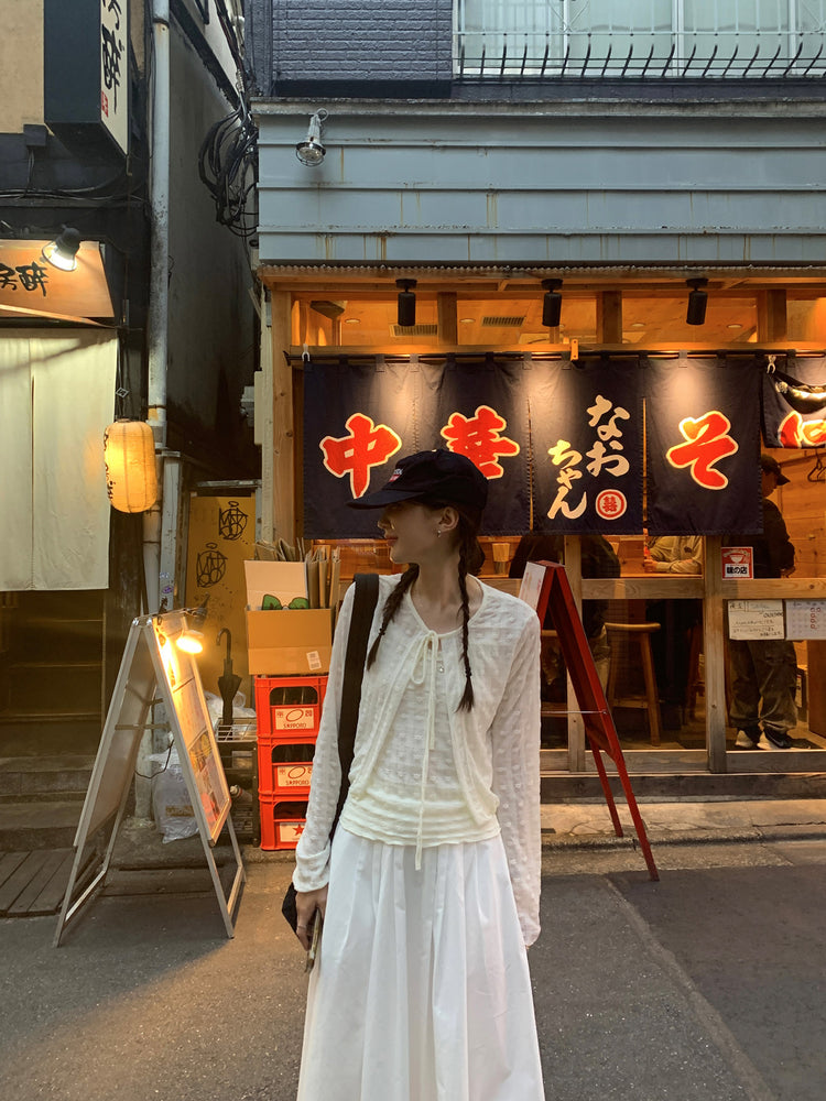 微透蕾絲壓花細節兩件式上衣