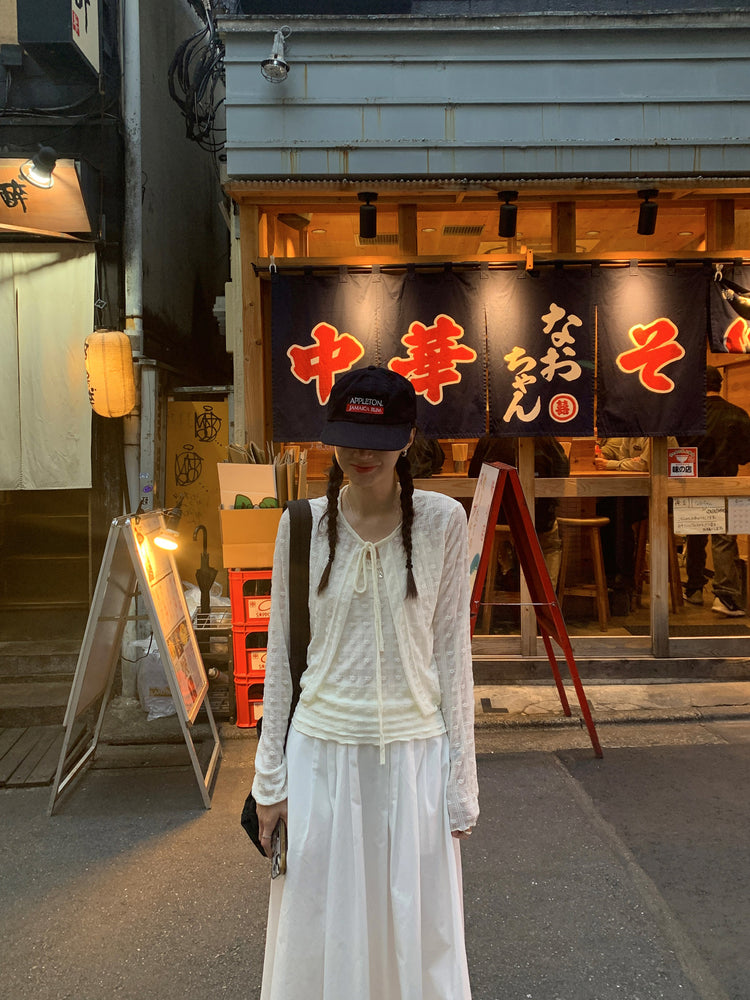 微透蕾絲壓花細節兩件式上衣