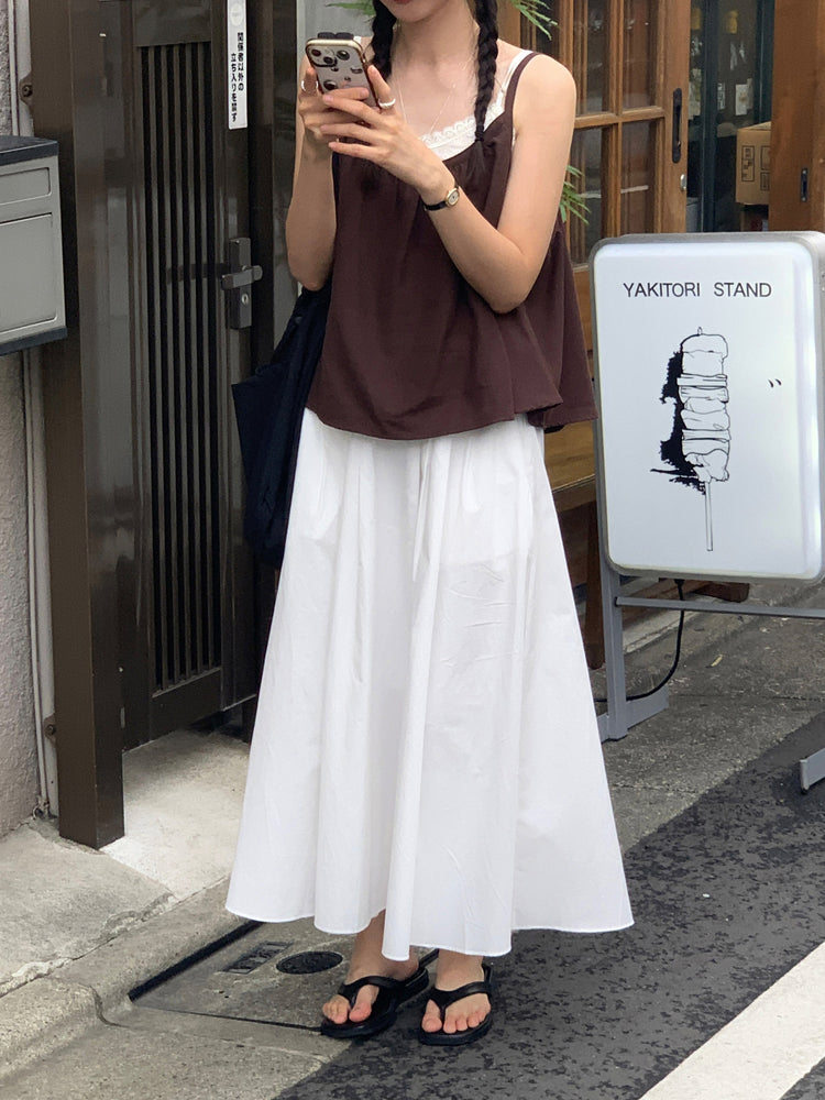 細肩帶壓褶寬鬆上衣