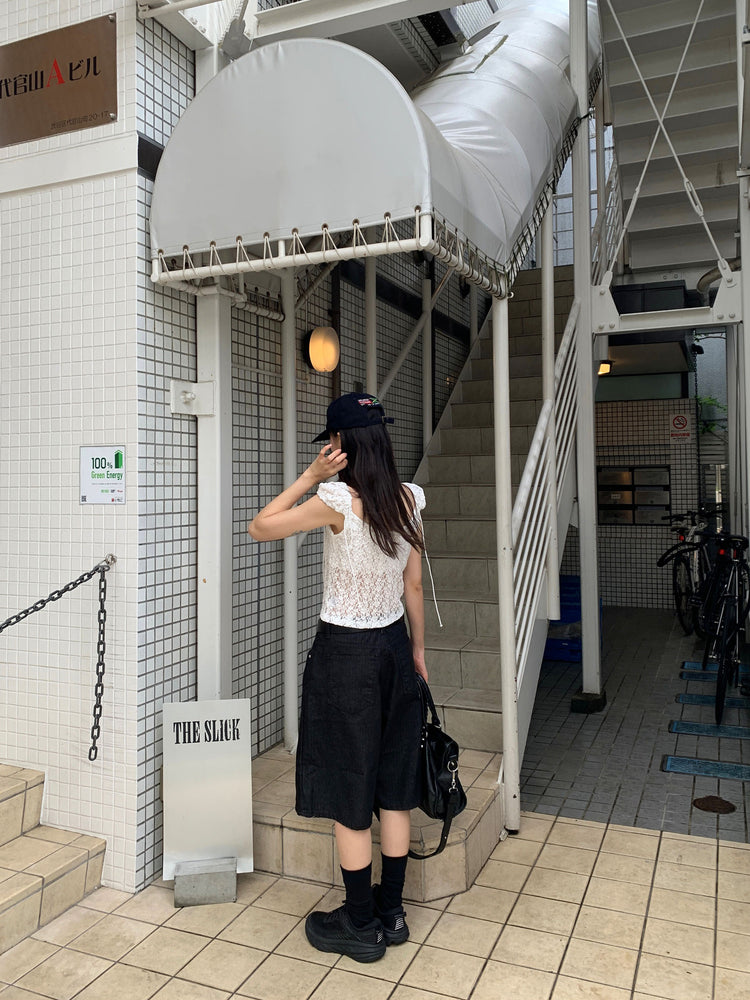 低調條紋五分褲