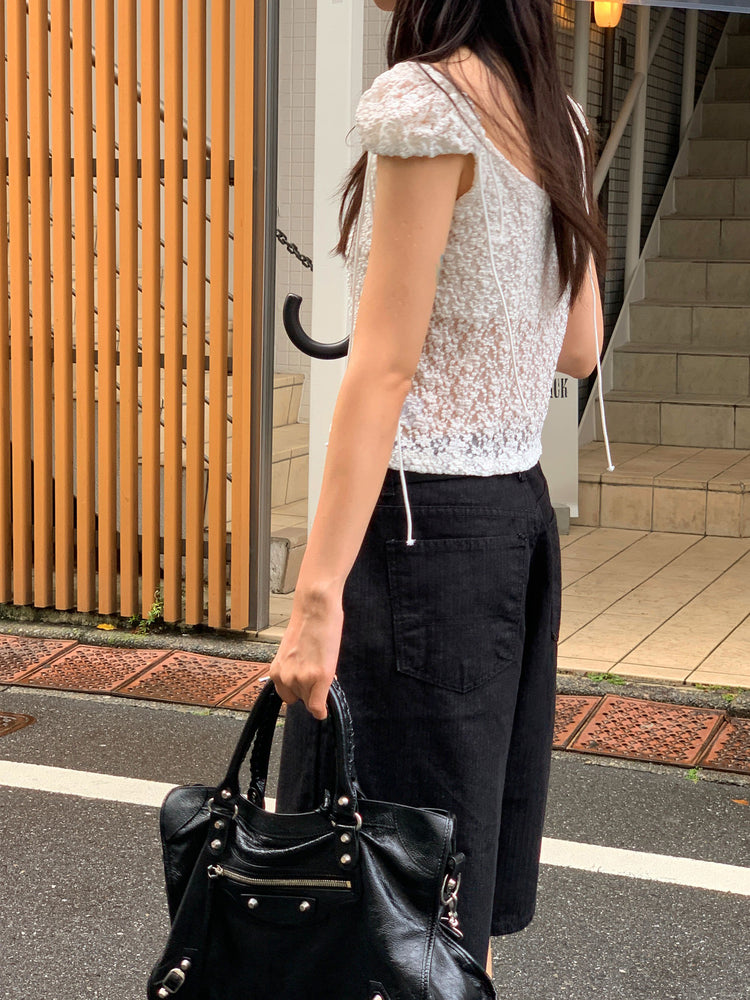 低調條紋五分褲