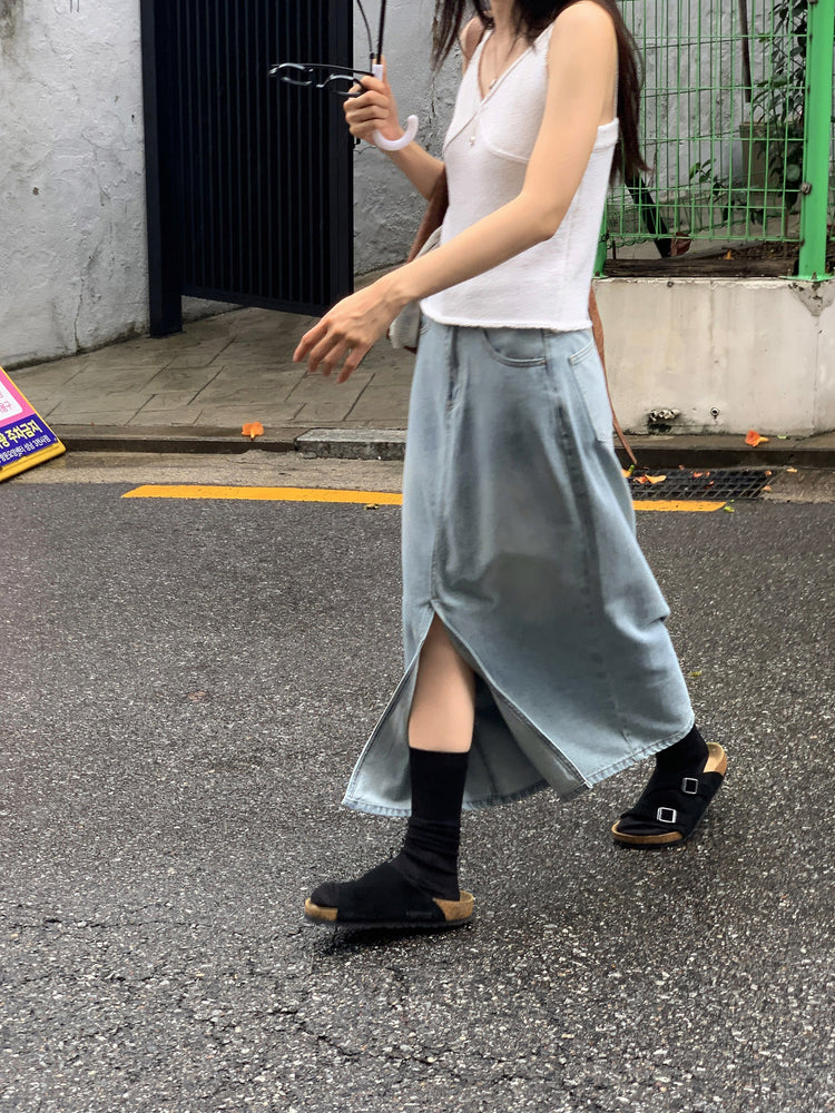 胸線細節修身針織背心