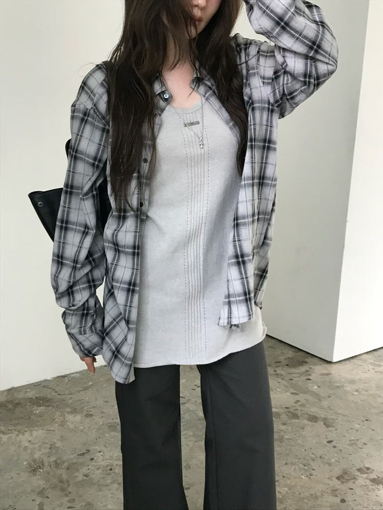 高質撞色格紋襯衫