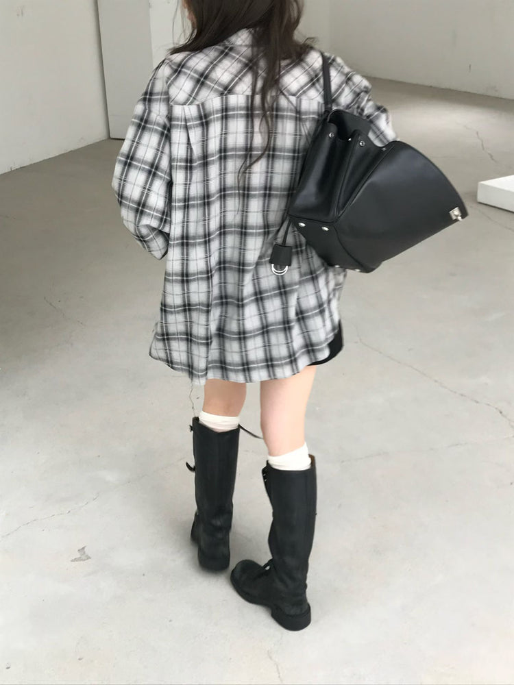 高質撞色格紋襯衫