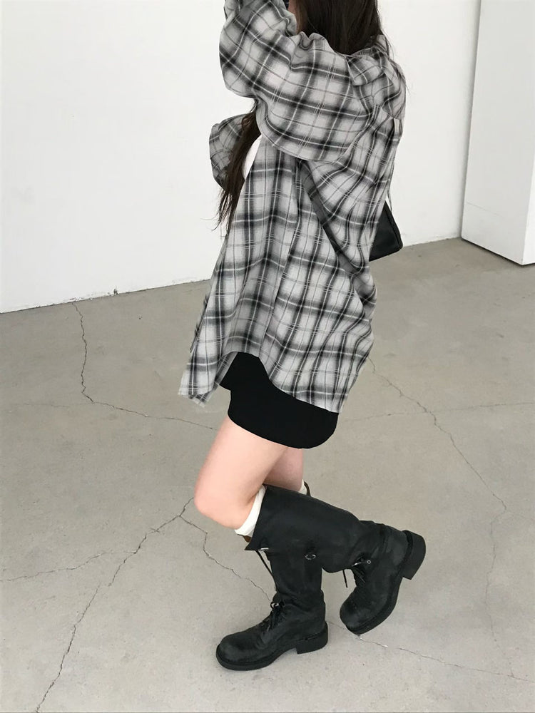 高質撞色格紋襯衫
